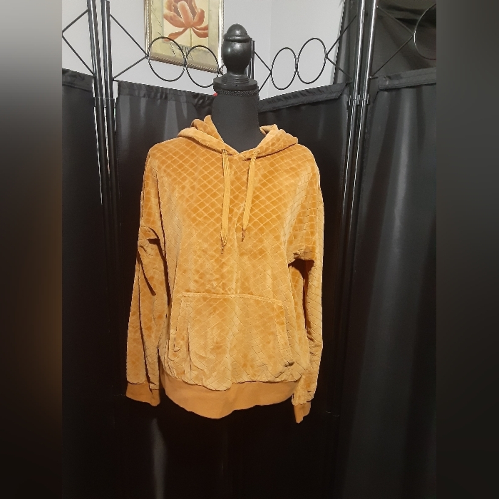 Brixton Women's Cozy Mustard Gold Yellow Hoodie Size M Bohemian Casual